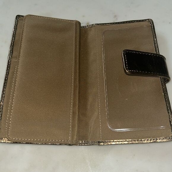Fossil bronze gold silver patchwork leather wallet - Picture 3 of 4